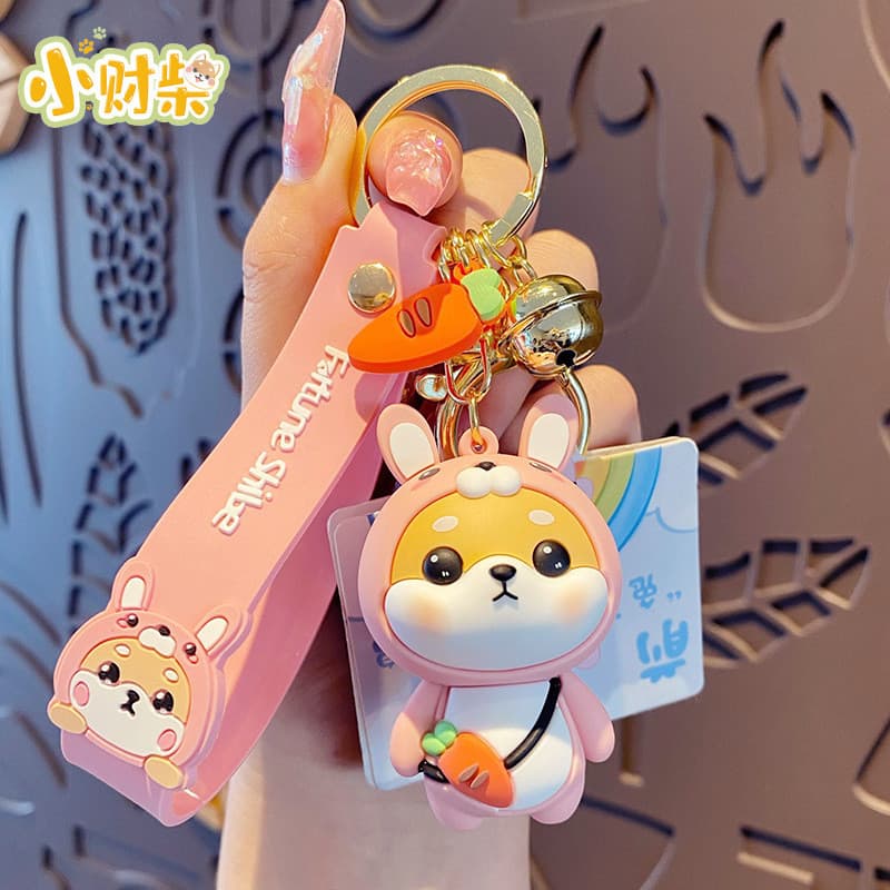 Bai Mao Genuíno Dos Desenhos Animados Zodíaco Coelho Chaveiro Bonito Requintado Shiba Inu Chaveiro Casal Mochila
