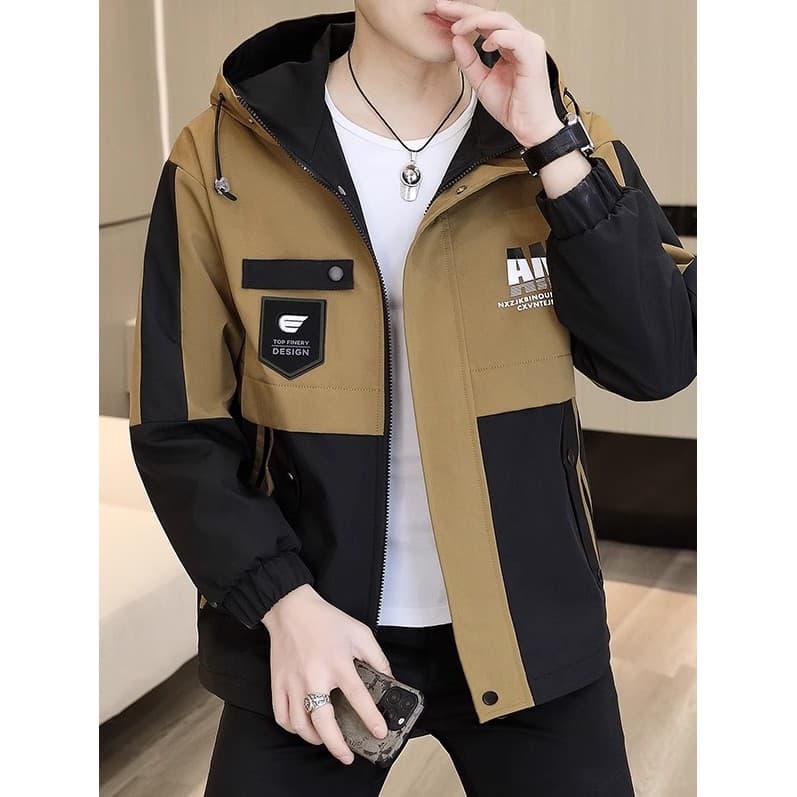 Primavera outono jaqueta masculina na moda All-Match Casual com capuz solto jaqueta masculina bonito estilo fino roupas