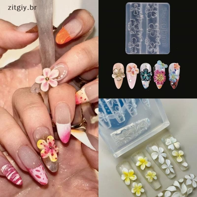[zitgiy] 2 Peças De Flores Em Relevo Para Escultura Unhas , Molde De Silicone Transparente 3D , Pétalas , Fabricação Ace