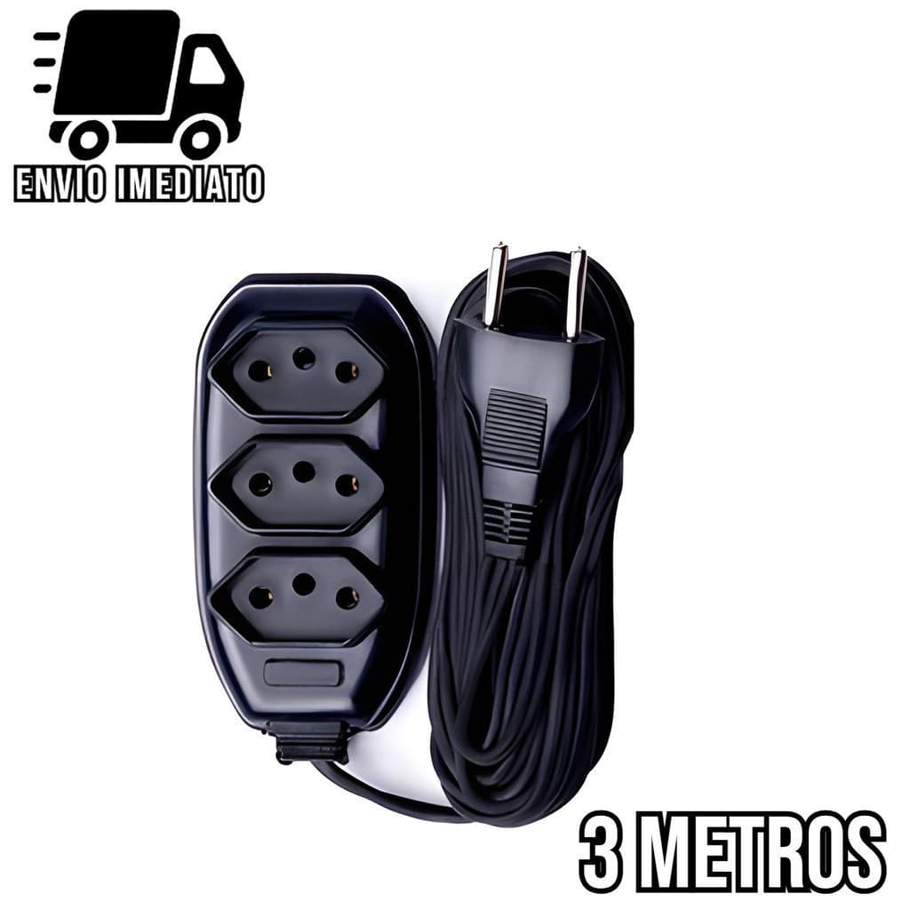 Extensão Elétrica 3 Metros com 3 Tomadas 110v  220v Tripolar Alexa Compacta