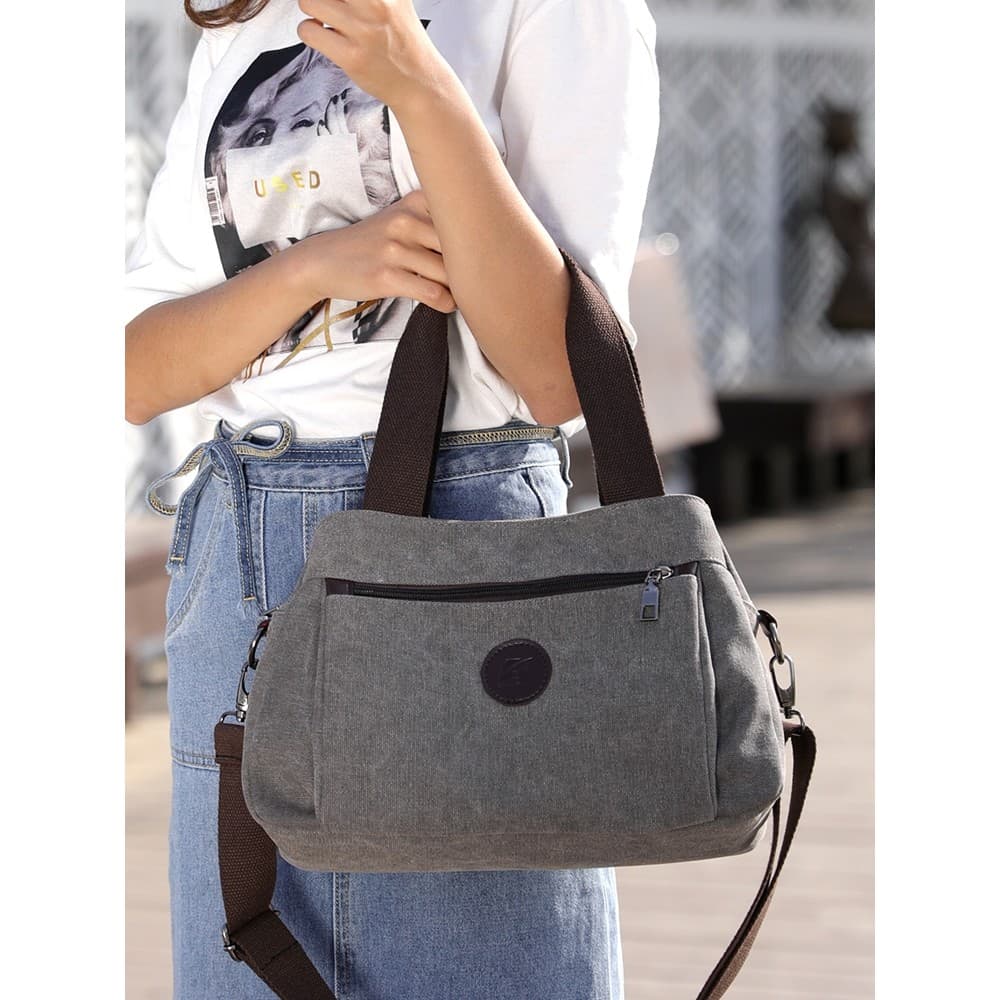 Bolsa feminina 2026 moda All-Match Casual Multi-compartimento bolsa de lona bolsa feminina portátil bolsa de ombro bolsa