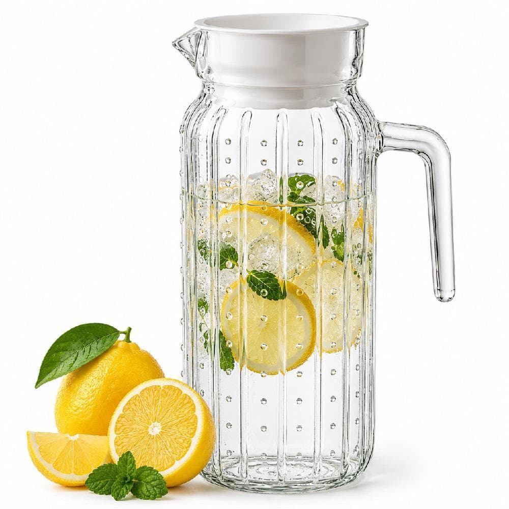 JARRA VIDRO 1 LITRO COM TAMPA E ALCA PORTA GELADEIRA SUQUEIRA PARA AGUA SUCO LEITE BEBIDAS MESA CAFE