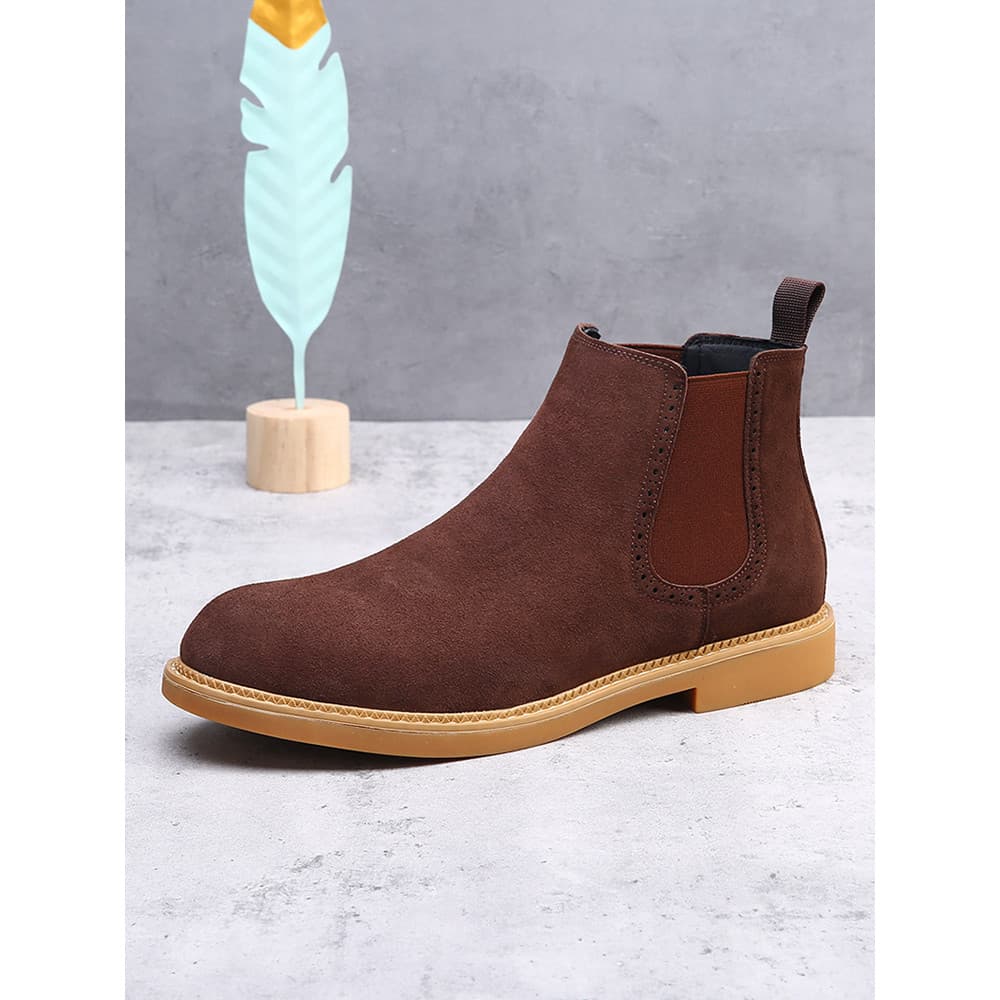 Chelsea botas masculinas estilo britânico couro genuíno sapatos casuais de couro masculino botas curtas de sola macia Mi