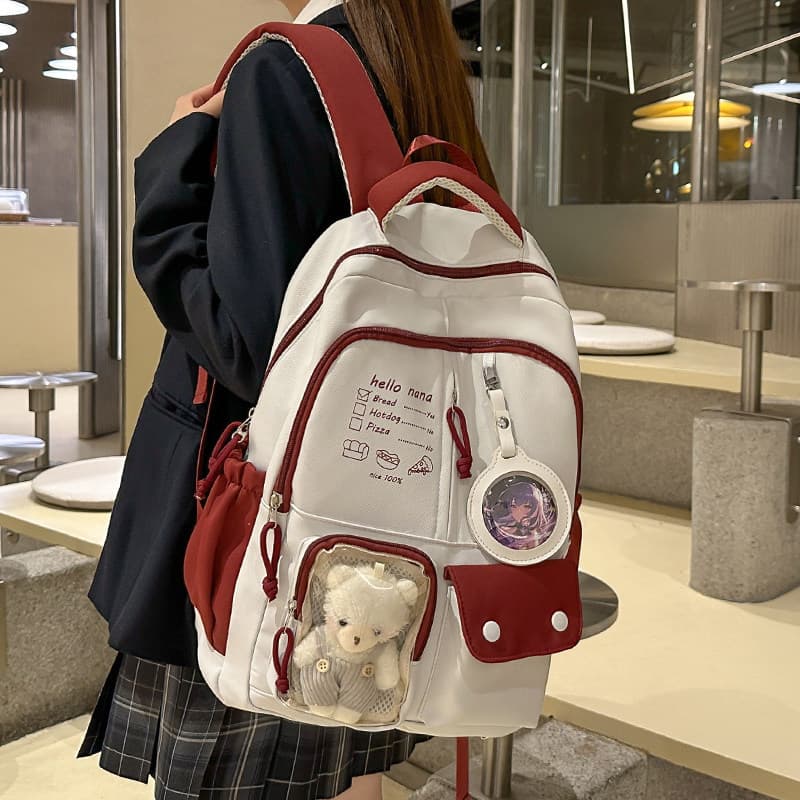 Mochila escolar vermelha para meninas, escola secundária, retrô, estilo formal, estudantes do ensino médio, bolsa de dor