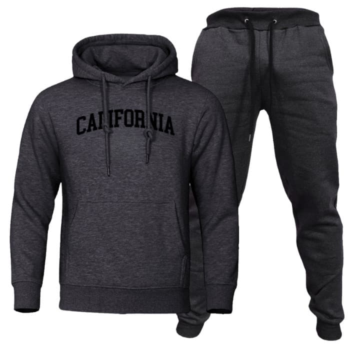Conjunto Moletom California West Coast Blusa de Frio + Calça de Abrigo Modelo Canguru Inverno