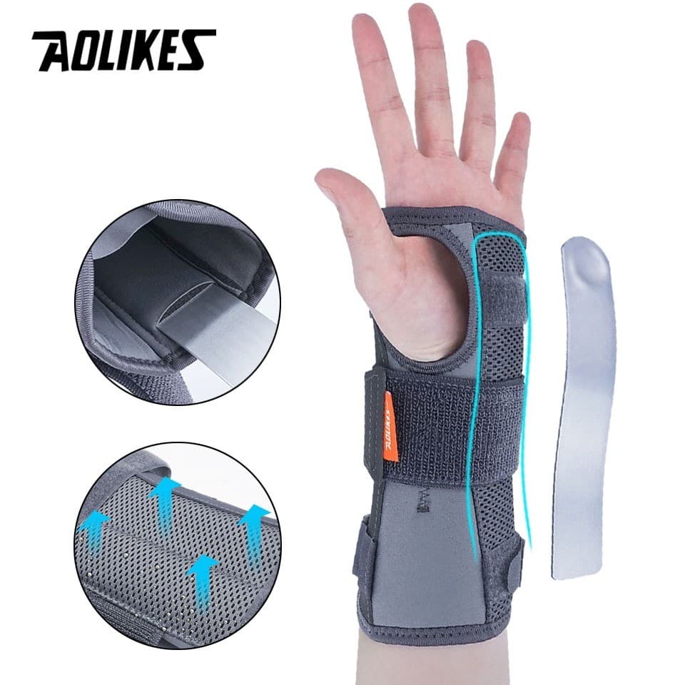 AOLIKES 1 Peça Estabilizador De Pulso Ajustável Placa De Metal Suporte Protetor De Mão Esportivo