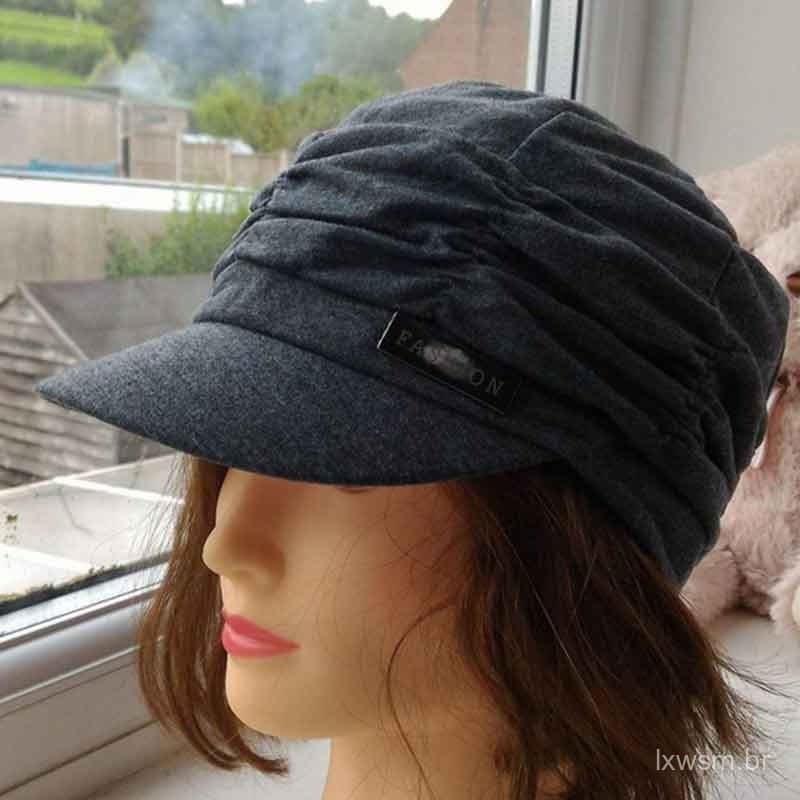 Chapéu de Sol Plissado Estilo Coreano Feminino, Boné Casual de Primavera para Mulheres, Chapéu de Pescador em Mistura de