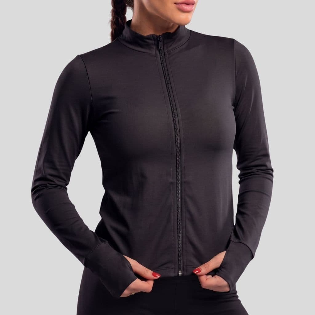 Jaqueta Feminina Poliamida Leve Casual Básica Zíper Fitness Academia Proteção UV50+