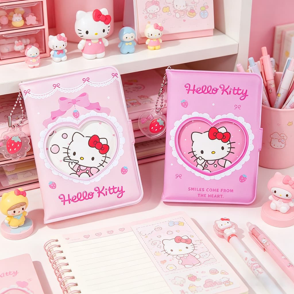 Genuíno Hello Kitty Cartoon Notebook Estudante Feminino M5 Rosa Menina Coração Manual Bonito Bloco de Notas