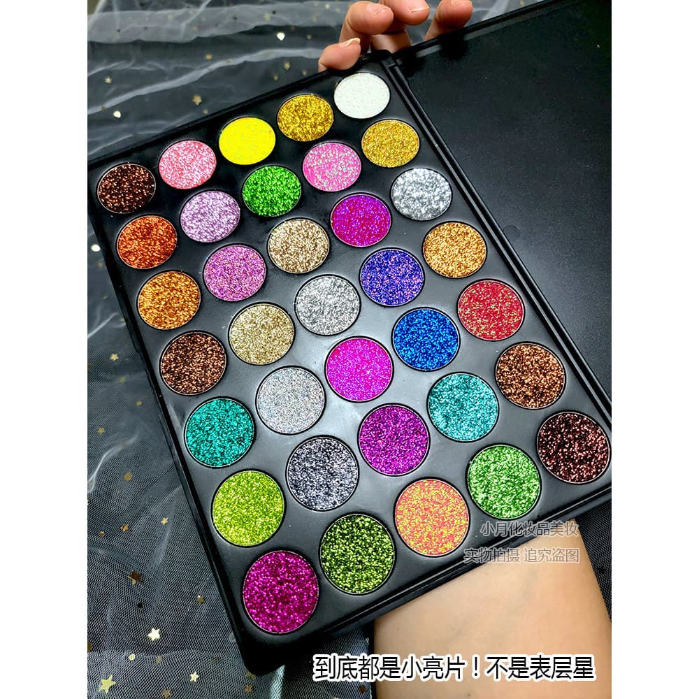 Grande placa Bulling multicolorido Strobe glitter paleta de sombra ouro prata vermelho azul verde perolado glitter palco