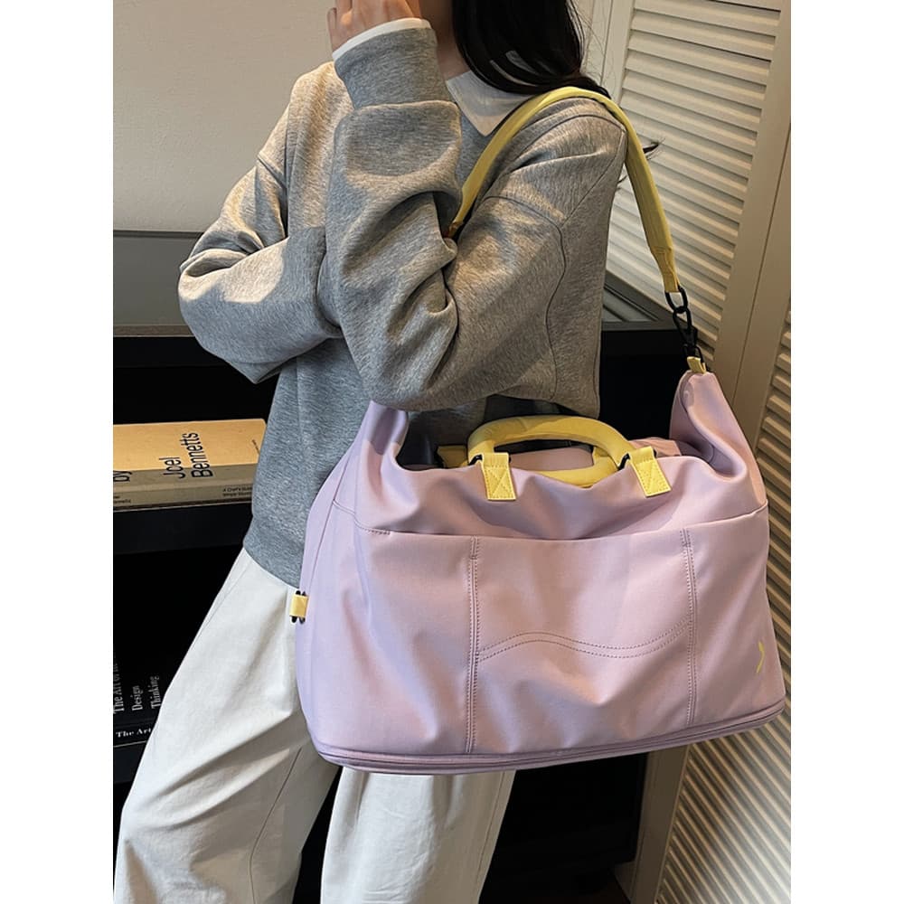 Bolsa de viagem de curta distância estilo japonês coreano, grande capacidade, feminina, leve, alça macia, portátil, acad