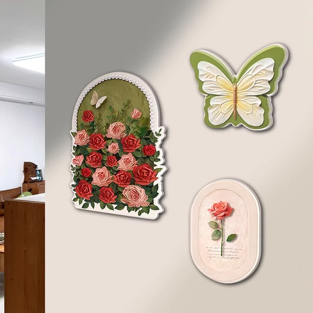 Adesivos decorativos tridimensionais acrílicos, padrão pequeno, autoadesivo, Layout de parede do quarto, porta, adesivos