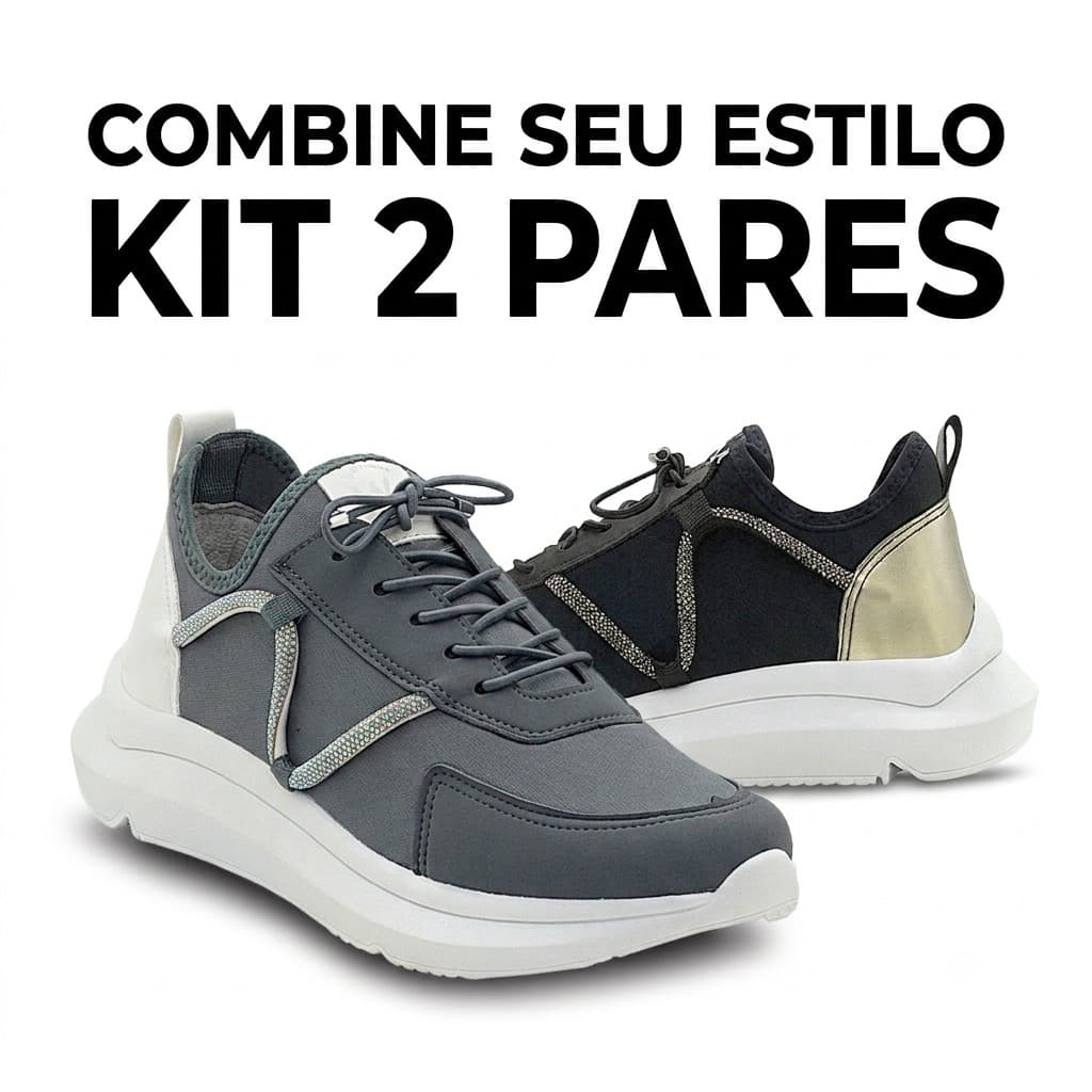 Kit 2 Pares Tênis Feminino Estiloso Fashion Minimalista Promoção Strass Conforto Moda Blogueira
