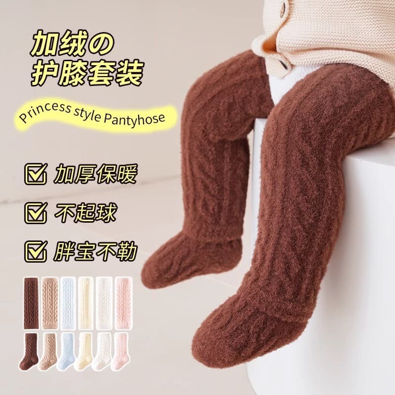 Joelheiras para bebês, meias para pernas, meias grossas para bebês, forro de lã, estilo outono inverno, sem pernas
