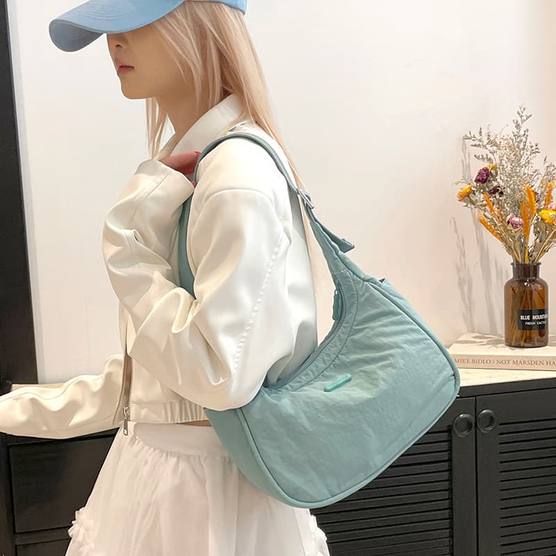 bolsa feminina bolsa transversal feminino Francês axilas pequeno saco portátil estudante esportes náilon pano Baguette s