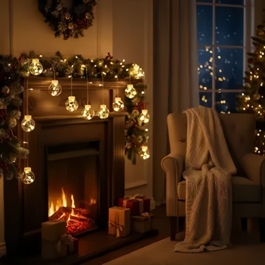 Cordão de Luz Decorativo 12 Bolas 3m 100 LEDs Branco Quente 110v ou 220v