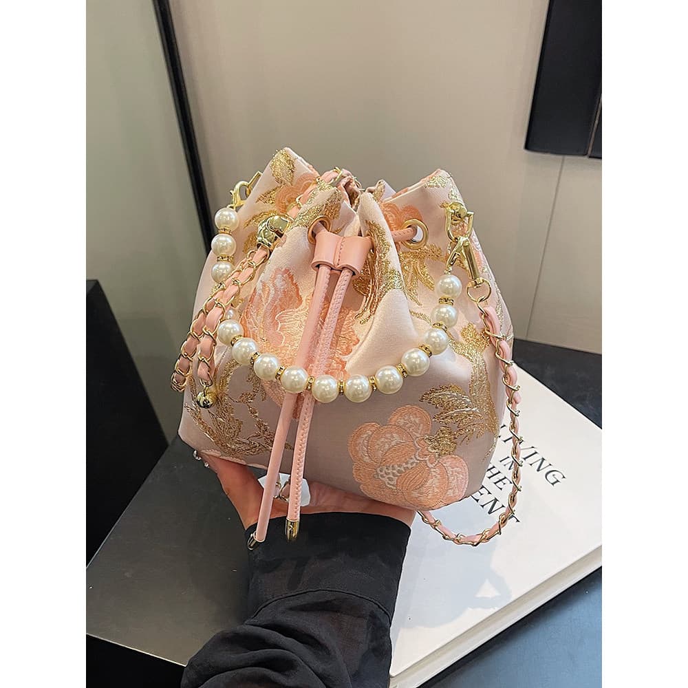 bolsa feminina Bolsa Mão transportar pérola novo estilo chinês bordado simples balde saco