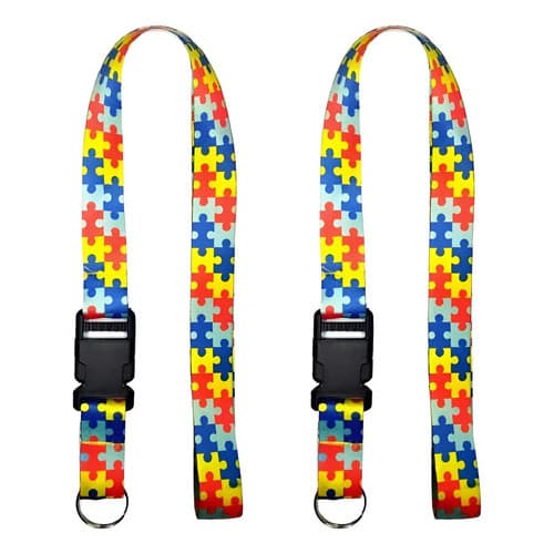 2 Chaveiro Autista Autismo Cordão Moto Pescoço Engate Rápido
