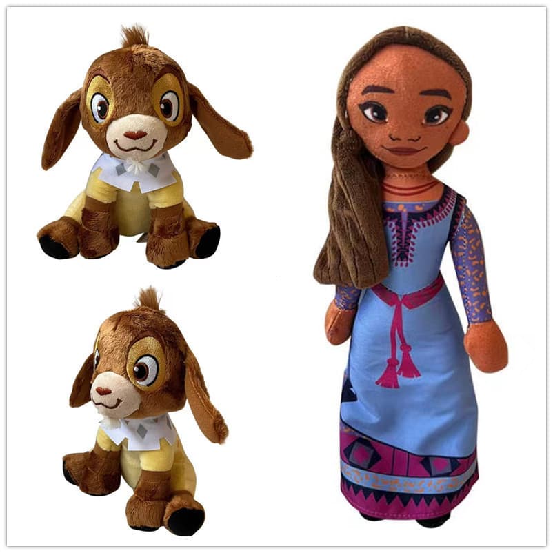 Adorável ​ Wish Movie Asha Com Brinquedo De Pelúcia Valentino De Cabra , Boneca Princesa Decoração De Presente