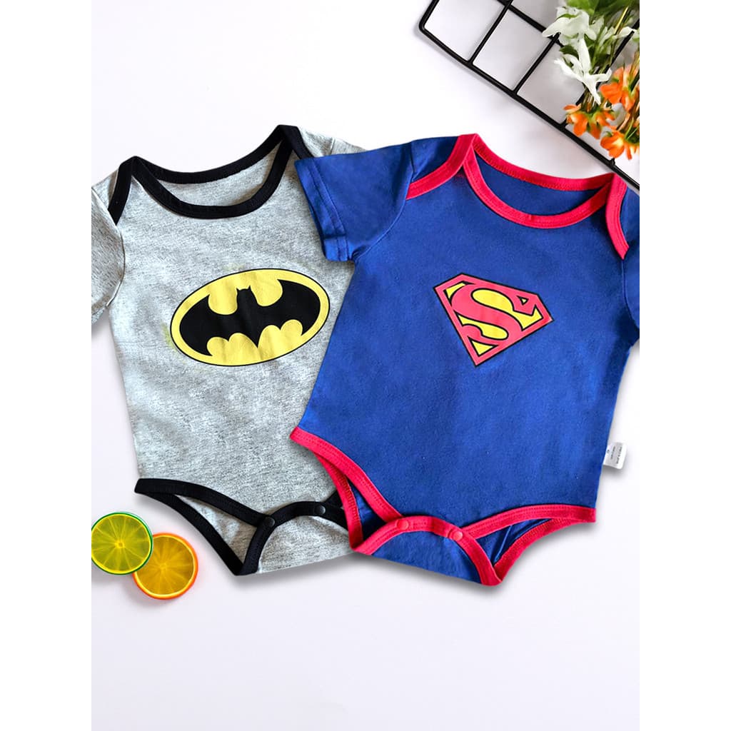 Superman Roupas Bebê Verão Manga Curta Azul Menino Batman Puro Algodão Triângulo Macacão Bebê Macacão Engraçado