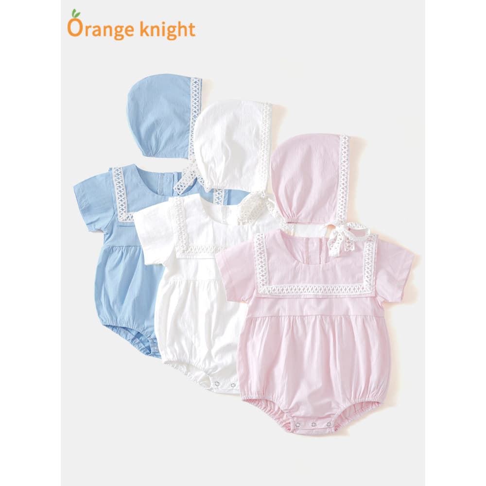 Bebê bebê triângulo manga curta macacão verão 0 algodão puro 3 meses bebê recém-nascido princesa roupas de bebê de uma p