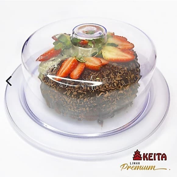 Porta Bolo Boleira Acrílico Cristal – Prato 30cm + Tampa 23x10cm | Keita