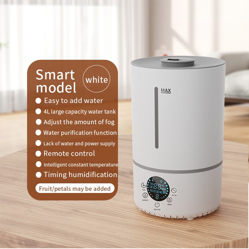 Novo umidificador atomizador ultrassônico 4L umidificador inteligente desktop doméstico adicionar água