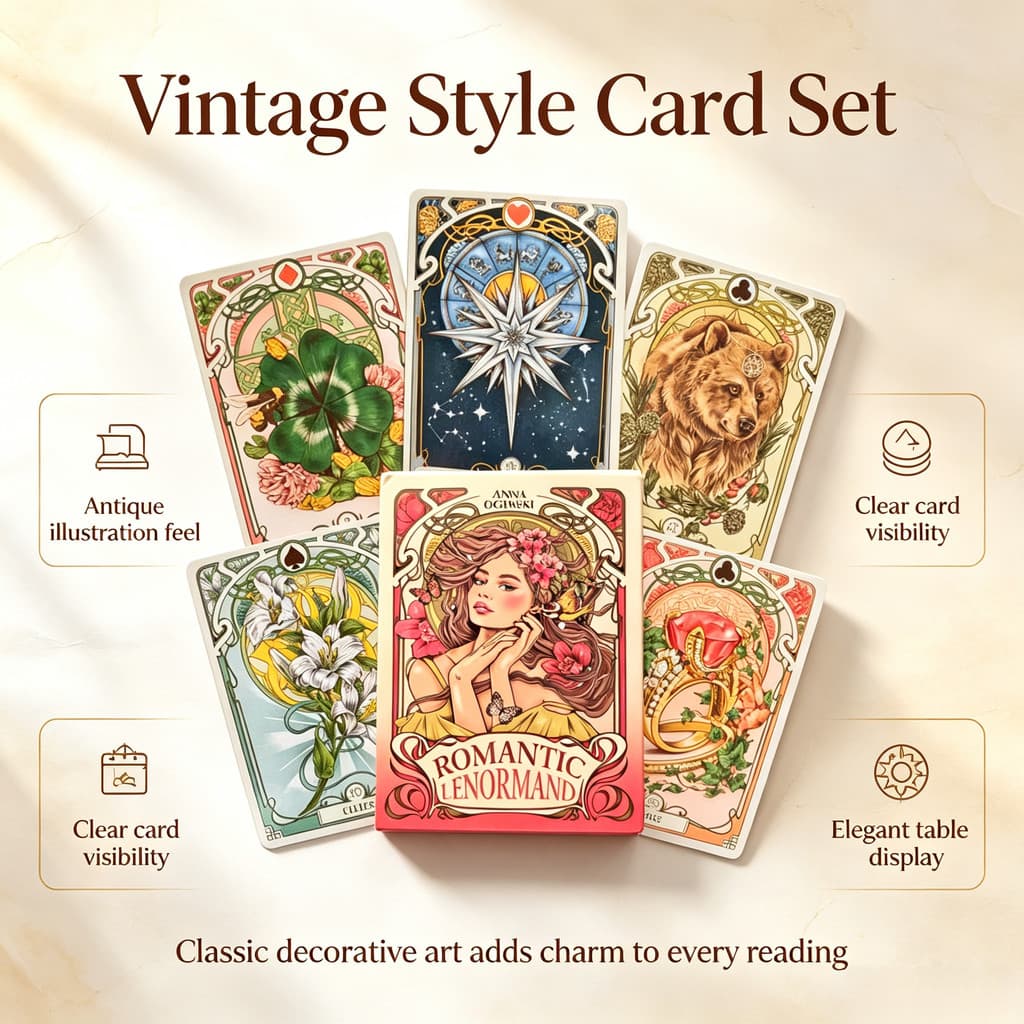 Tarot 37 Pcs Romantic Lenormand Oracle Cards (with 1 Special Card) 9*6cm Floral Motifs of The Art Nouveau Style R01