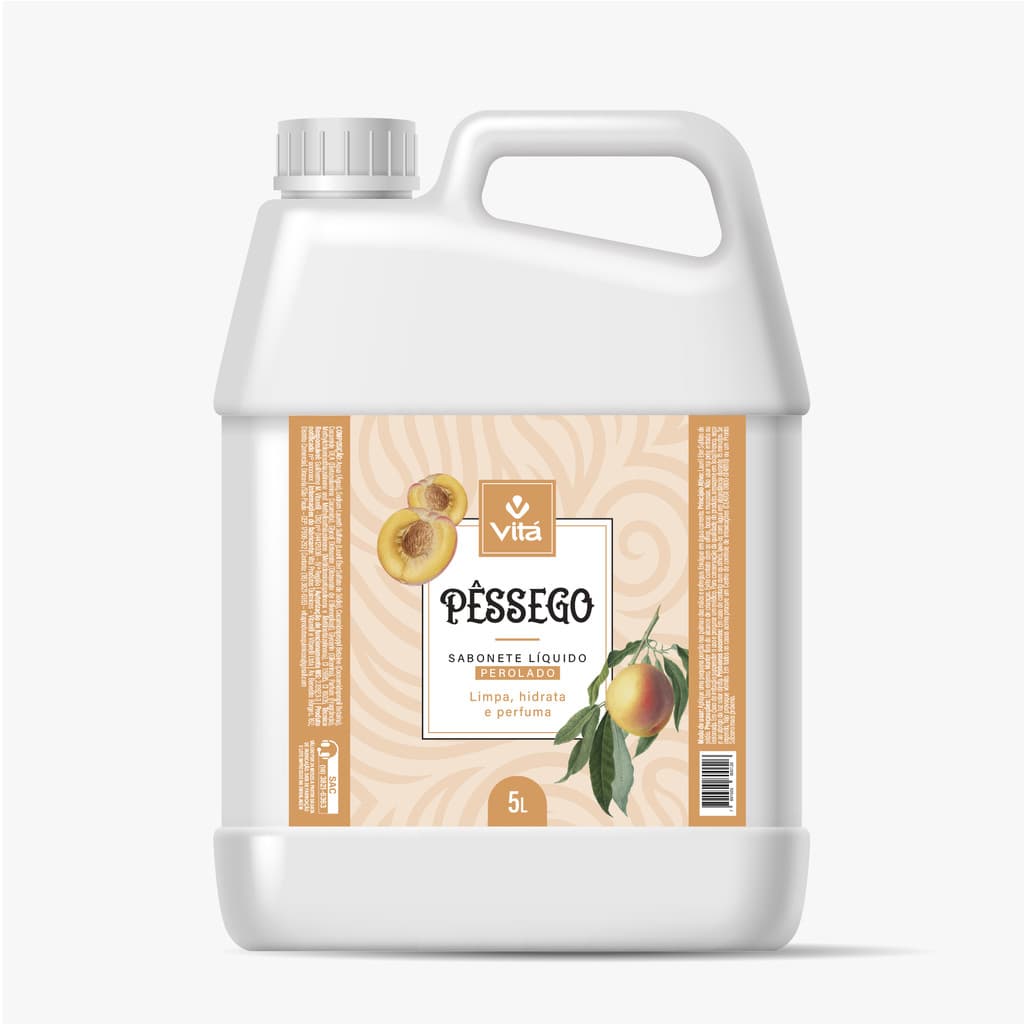 Sabonete Líquido Perolado Pêssego 5L Galão Refil Econômico para Mãos Lavabo Banheiro