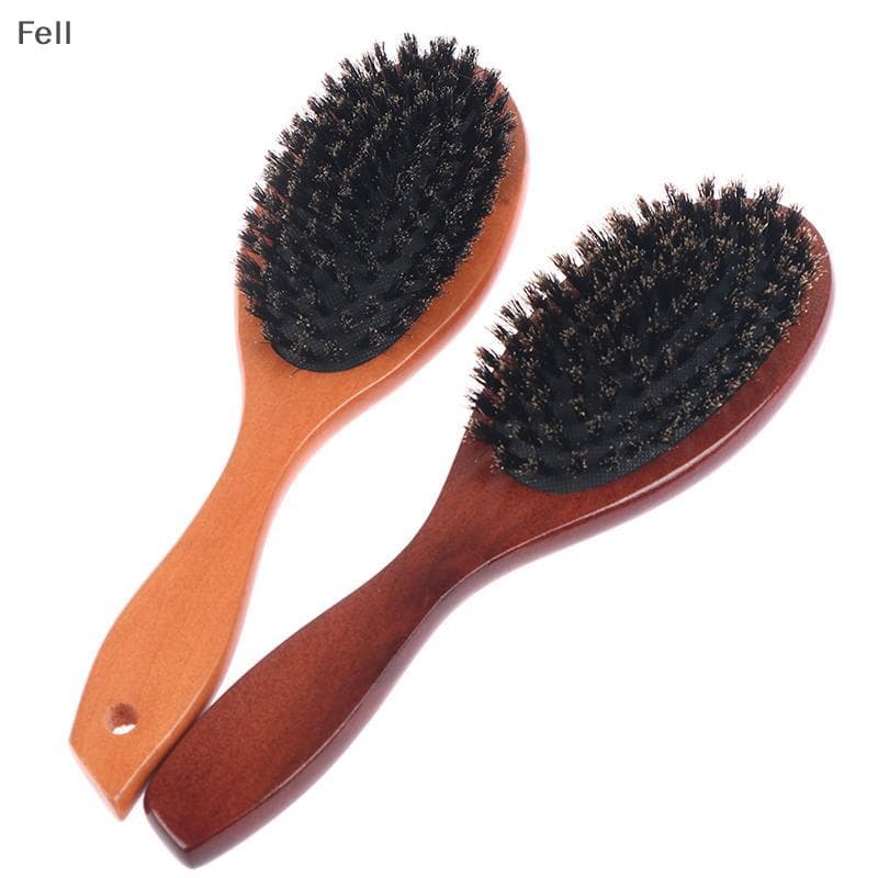 [Fel] Escova De Cabelo Com Cabo De Madeira , Imitação De Cerdas De Javali , Barba , Endireitar , Venda Imperdível
