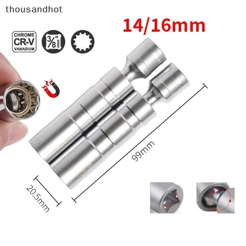 Vela De Ignição Soet Chave Adaptador 14mm16mm Conjunto Junta Universal Com Magnético Flexível Parede Fina 3/8 " Unidade