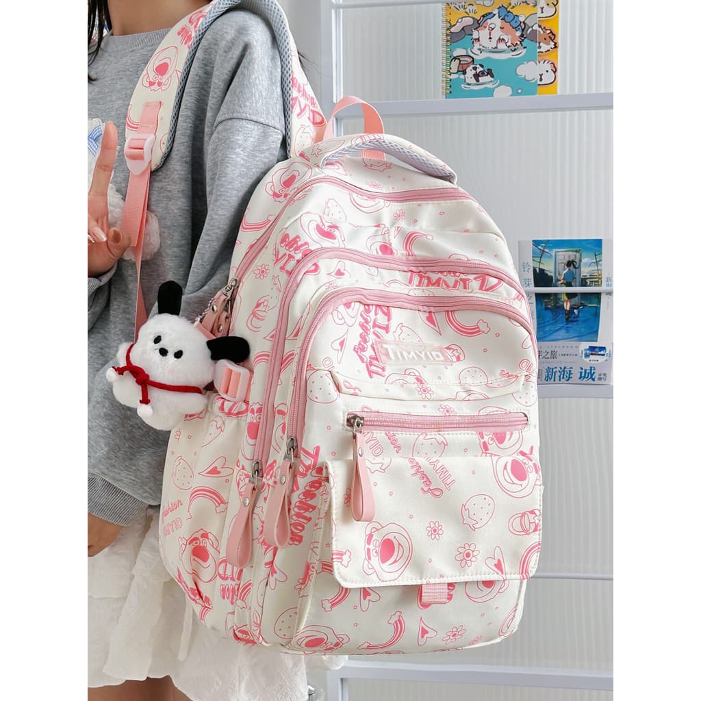 Mochila escolar para meninas do ensino médio, grande capacidade, impressa, estudantes do ensino médio, leve, fofa, estud