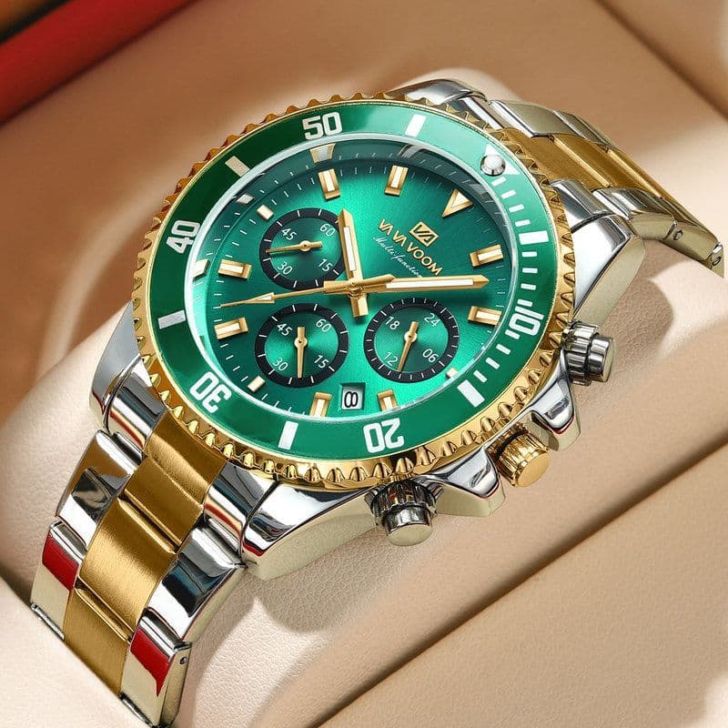Marca VAVAVOOM relógio de pulso luminoso três olhos novo estilo masculino à prova dwaterproof água Multi-função cronógra