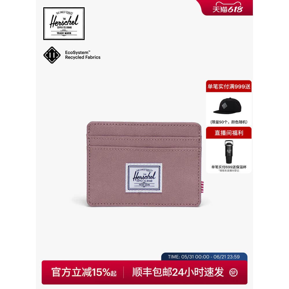 Herschel Canadian Hexing Clássico Charlie Unissex Bolsa de Moedas Slot para Vários Cartões Mini Carteira Simples