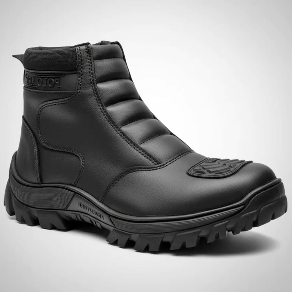 Bota Motociclista Zíper Lateral Calce Fácil Coturno Motoqueiro Conforto Premium Protetor de Marcha e Bico Reforçado