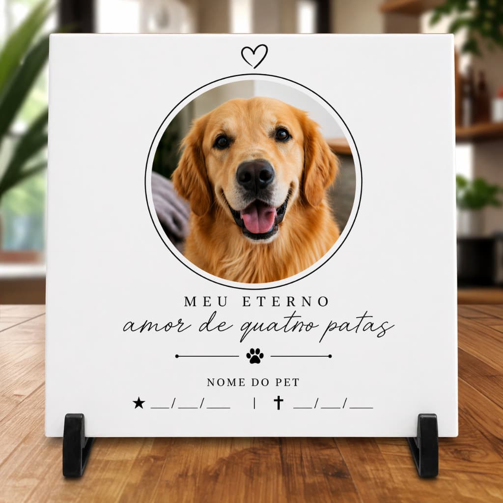 Azulejo/Quadro Personalizado memorial do seu pet com foto-15x15 cm