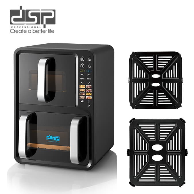 DSP/Dansong Doméstico 12L Grande Capacidade Superior Inferior Dupla Camada Fritadeira de Ar de Cozinha Fritadeira Elétri