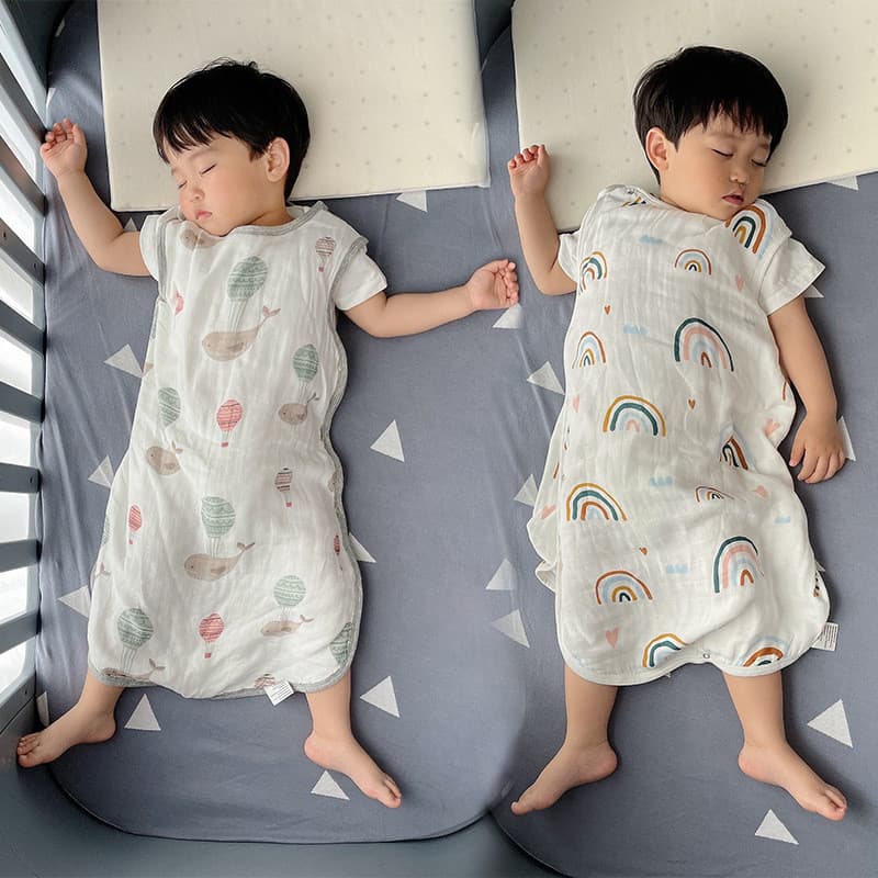 Saco de dormir de gaze de algodão de bambu de quatro camadas para bebês colcha à prova de chute para crianças estilo col
