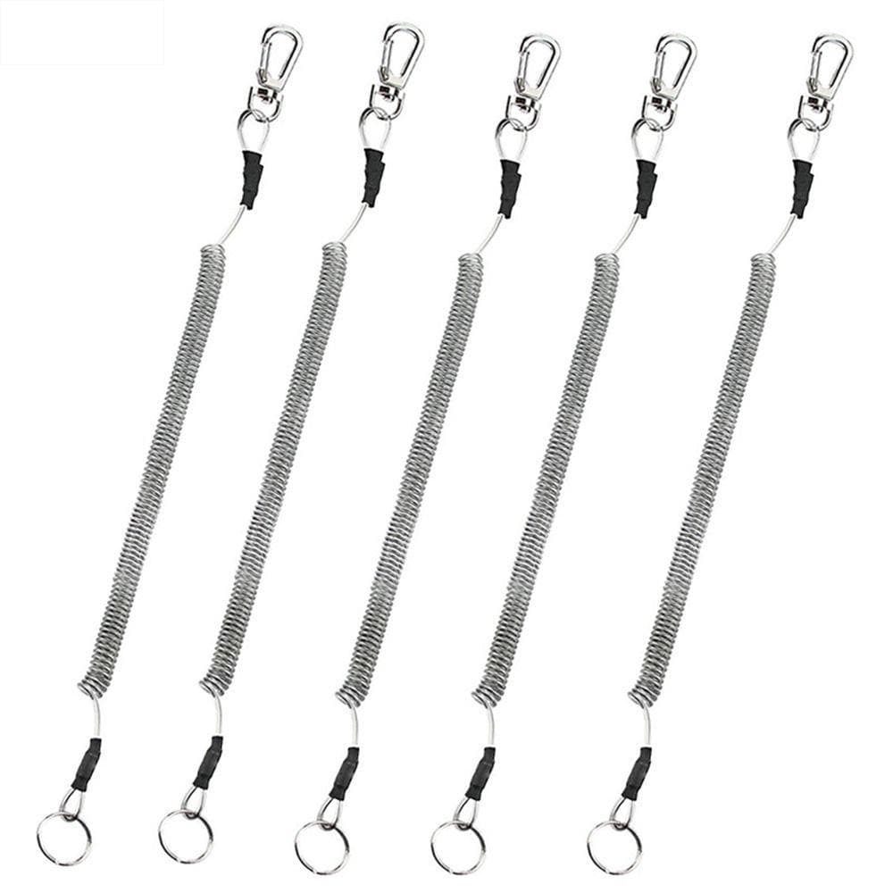 Primavera Corda Elástica Mosquetão De Metal Segurança Transportando Fecho Espiral Chaveiro Gancho Cordões De Pesc