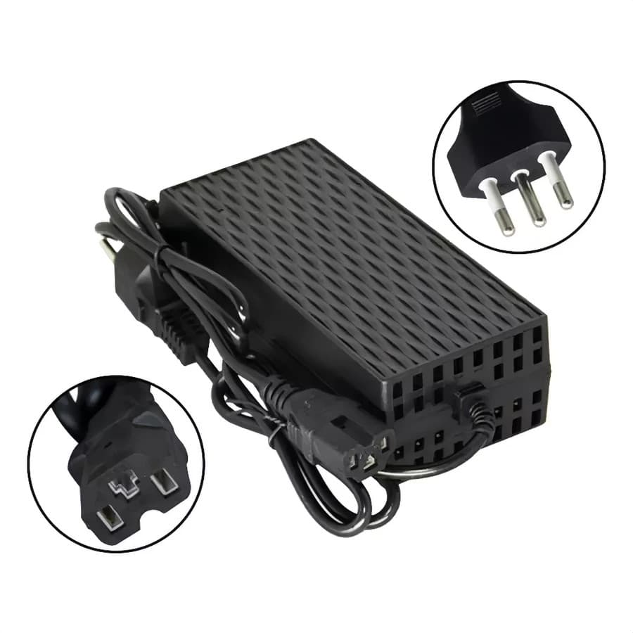 Carregador 54.6V 2A para Bicicleta Elétrica e Patinete Elétrico 48V Bivolt – Carregamento Rápido MTT-54602AP