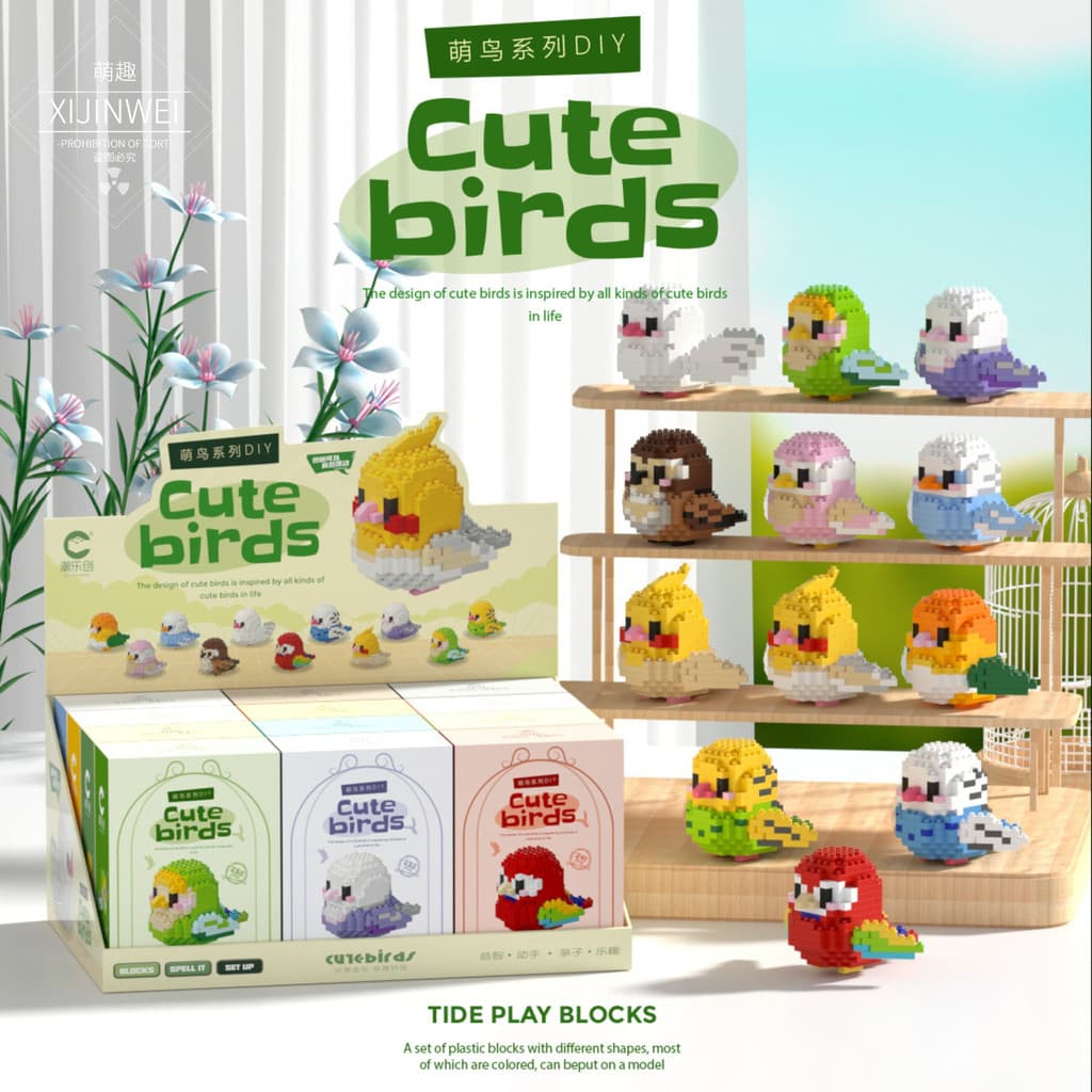 NOVO PRODUTO⭐Blocos de construção de pássaros originais, pássaros fofos, papagaio, partículas em miniatura, brinquedos,