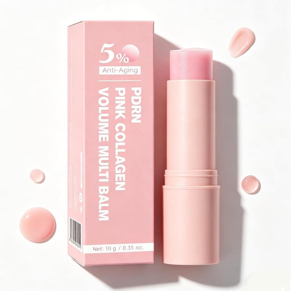 Batom Multi-Efeito PDRN Pink Collagen Plumping, Bastão Hidratante Facial, Base Pré-Maquiagem, Não Pegajoso, Rápida Absor