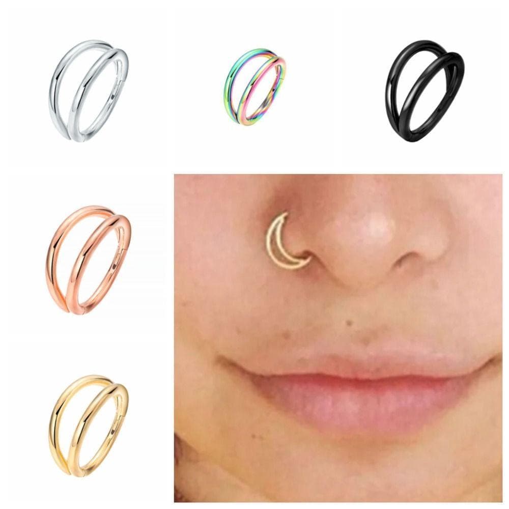 Piercing De Narina De Camada Dupla  , Anel De Nariz De Cartilagem Hélice De Aço Inoxidável , Galvanoplastia