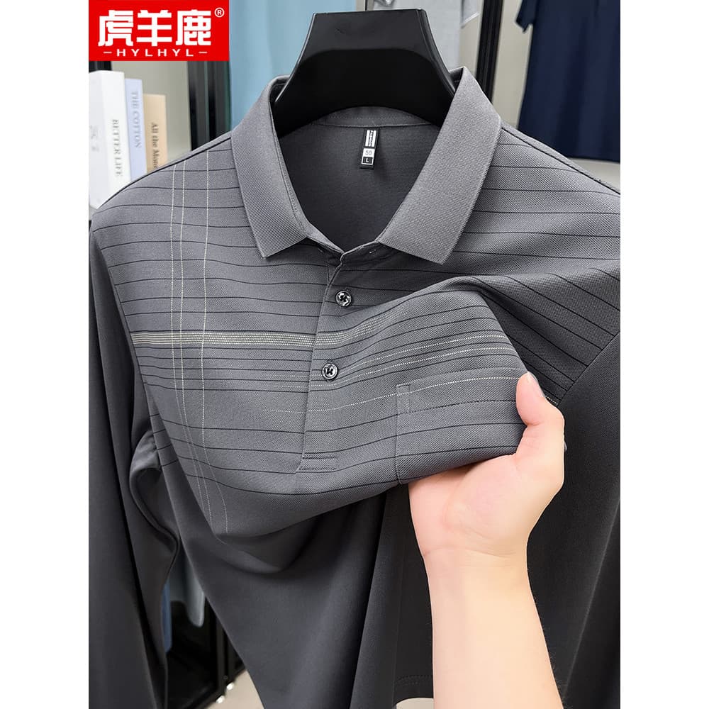 [5A Antibacteriano] Pai idoso de meia-idade verão camiseta de manga comprida masculina 2026 novo estilo verão dia dos pa