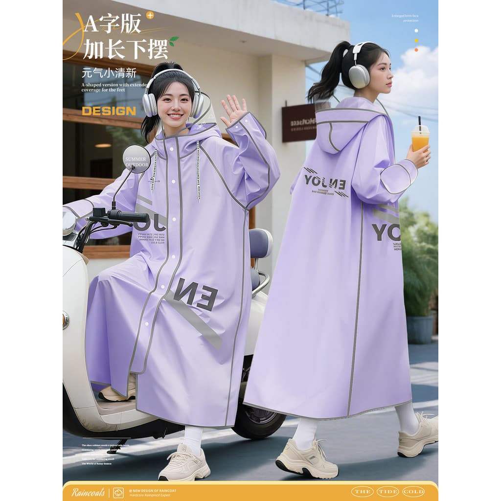 Capa de chuva para veículo elétrico feminino, único, longo, corpo inteiro, à prova de chuva, adulto, roupa externa, estu