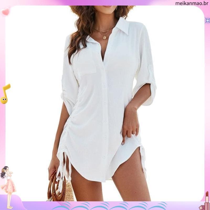 Vestido Chse Manga Longa Com Gravata Lateral R085