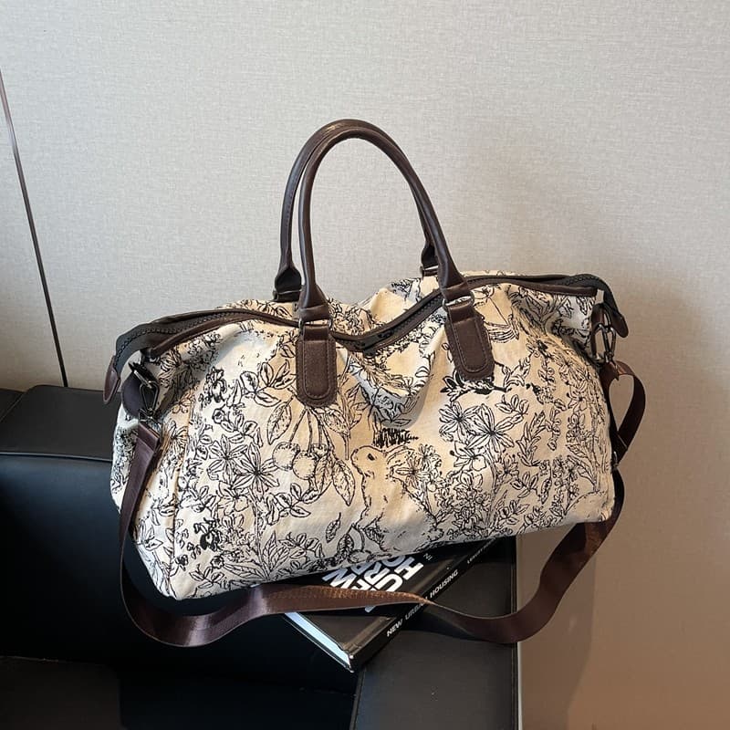 Lona bordada bolsa de viagem de grande capacidade novo estilo chinês estilo chinês mochila feminina Tote de um ombro Com