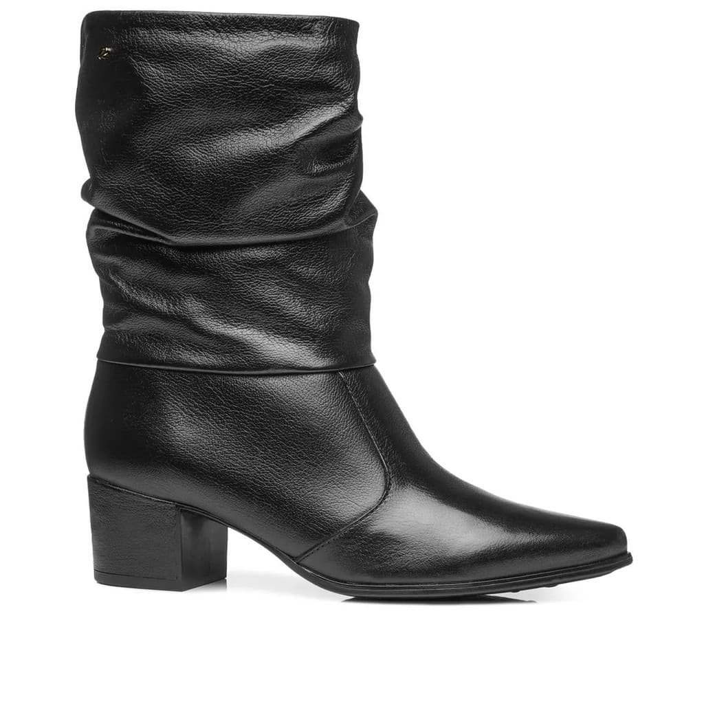 Bota Pegada Feminina em Couro Cano Médio Salto Grosso Conforto Premium 280901
