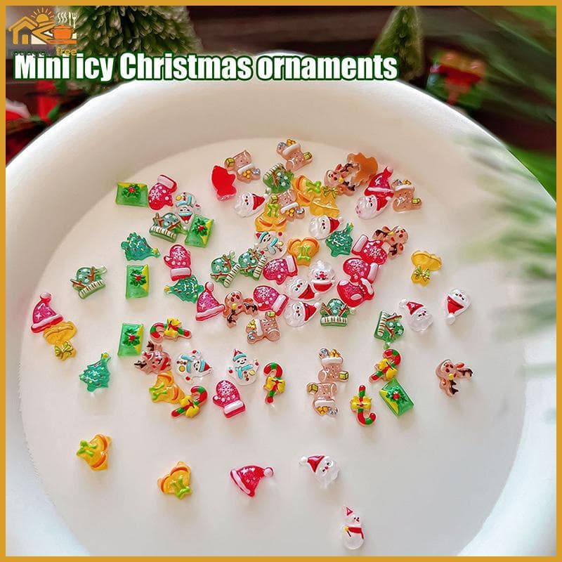 20 Pçs Resina Mini Santa Cl1aus Boneco De Neve Árvore De Natal Veado Sino , Muleta Plana Ba Unhas Arte Decoração DIY Scr