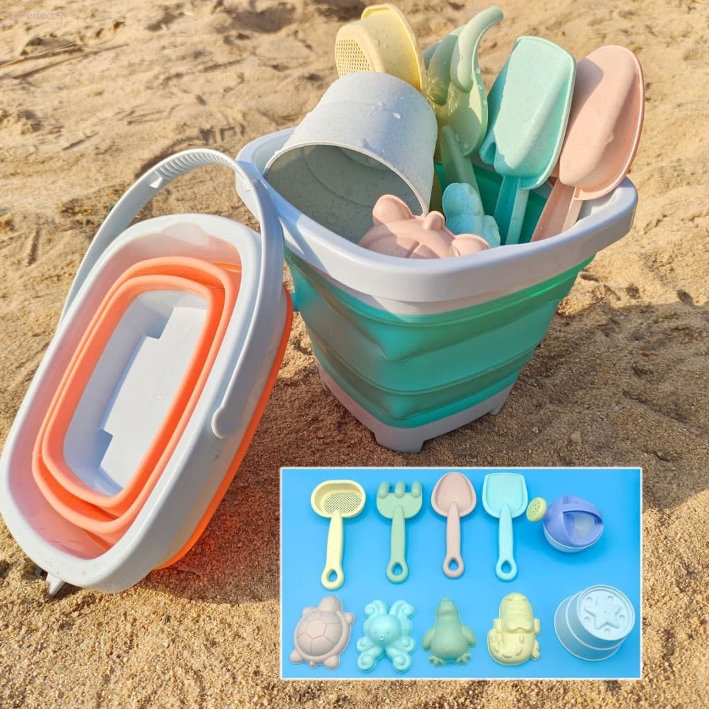 Conjunto De Brinquedos De Praia-Balde Dobrável De Areia Para Crianças Brincar Na Água